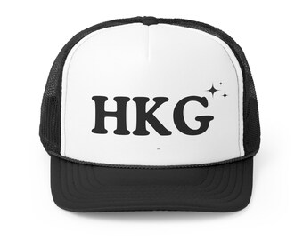 Hong Kong Trucker Hat, gepersonaliseerde schuimhoed, Unisex Foam Trucker Hat, stadscodes, aangepaste hoeden, Trucker hoeden, cadeau voor haar, cadeaus voor hem