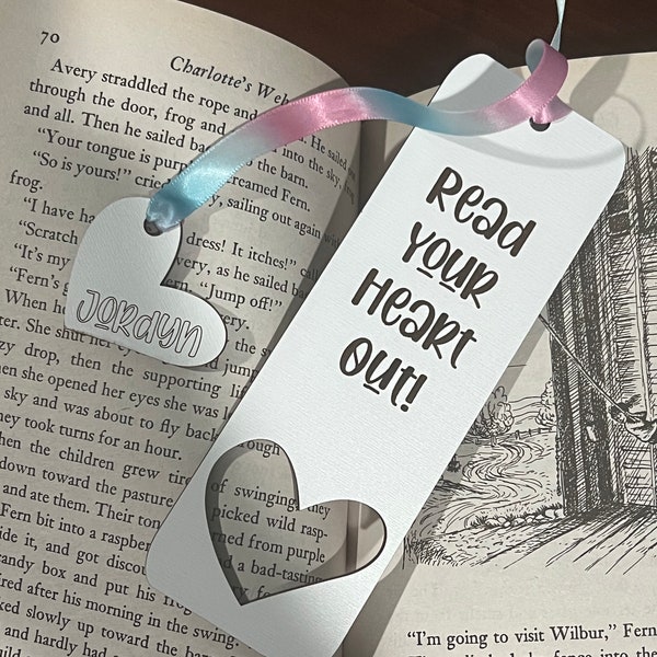 Personalized laser engraved read your heart out bookmark