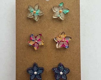 Flower Girl Stud Earrings: Laser Cut Acrylic, Stainless Steel Posts