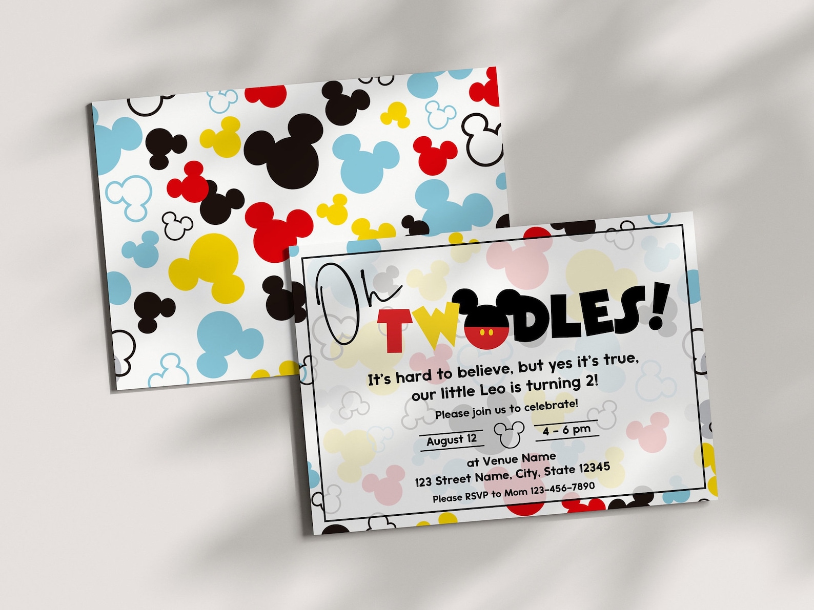 Oh Twodles Mickey Mouse 2nd Birthday Invitation Digital Download Oh ...