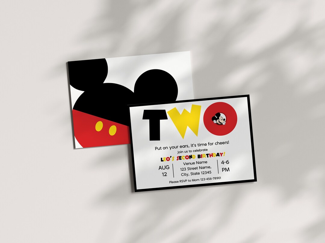 Mickey Mouse Birthday Invitation Editable Template Mickey Mouse Digital ...