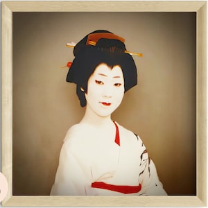 Japanese Geisha Portrait Photograph Instant Download Wall Art