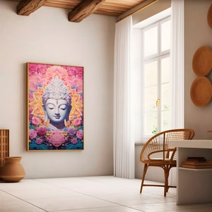 Art mural de Bouddha, impression de Bouddha, décoration murale au-dessus du lit, peinture à l&#39;aquarelle, décoration murale de Bouddha, impression de méditation, téléchargement numérique, bouddhisme