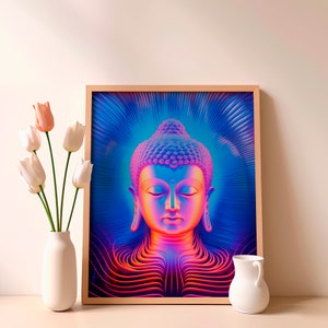 Art mural de Bouddha, impression de Bouddha, décoration murale au-dessus du lit, peinture à l&#39;aquarelle, décoration murale de Bouddha, impression de méditation, téléchargement numérique, bouddhisme