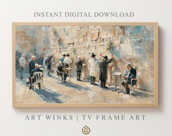 Western Wall Frame TV Art, Jerusalem Digital Download, Kotel Wall Art, Jewish Home Decor, Israel Painting