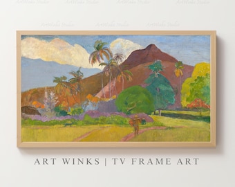 フレーム付きテレビアート、タヒチの風景画、ポール・ゴーギャン1891年