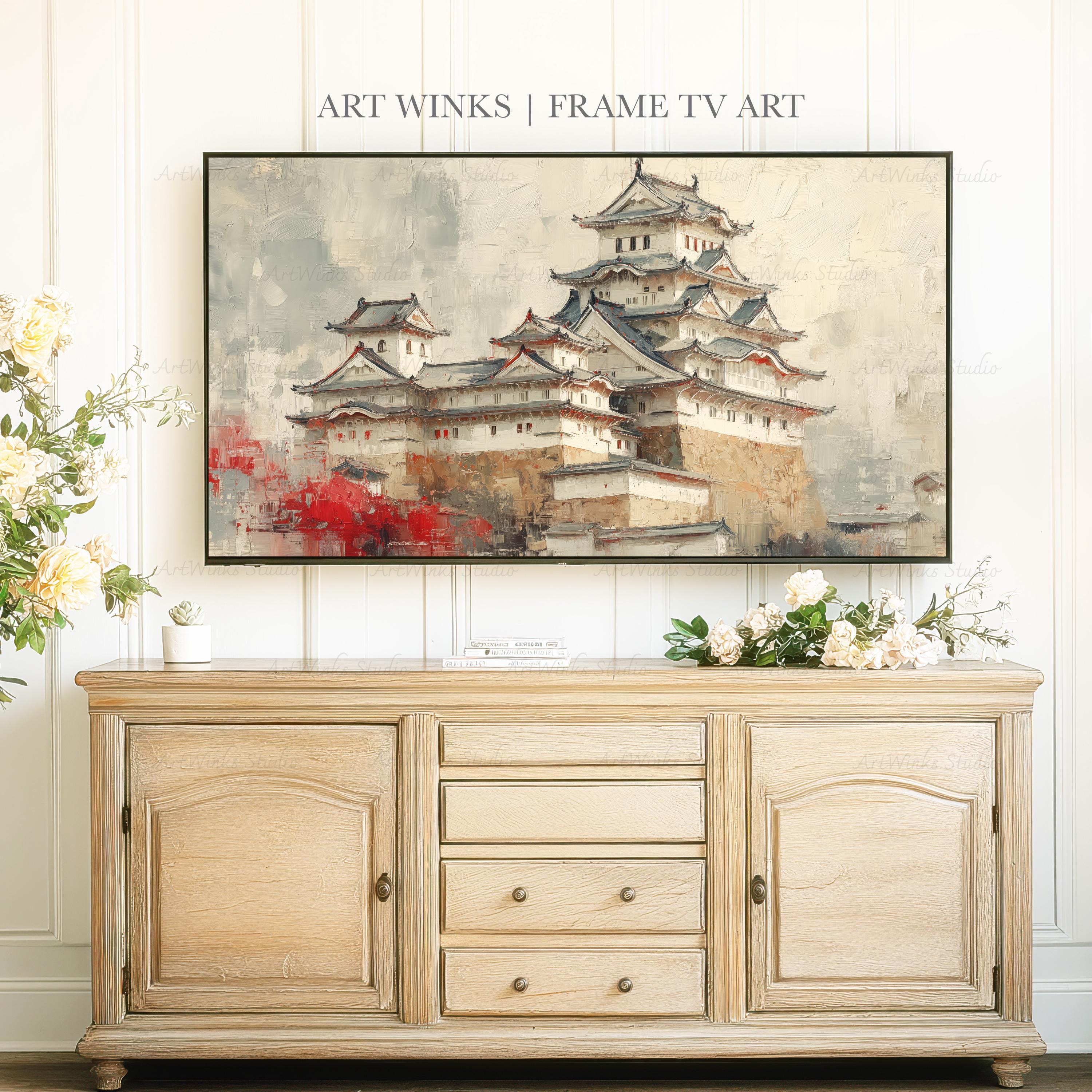 Frame TV Art, Kyoto Himeji Castle Oil Painting Print, Traditional