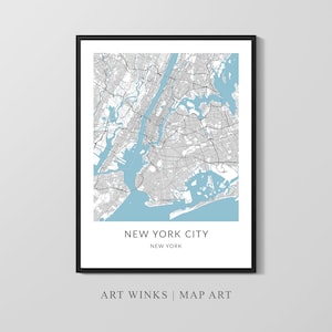 Impresión de mapas de la ciudad de Nueva York, cartel de mapas, mapa imprimible, impresión de mapas de la ciudad, arte de la pared del mapa, regalo de mapas, mapa de la gran manzana, decoración del hogar del mapa, mapa de calles