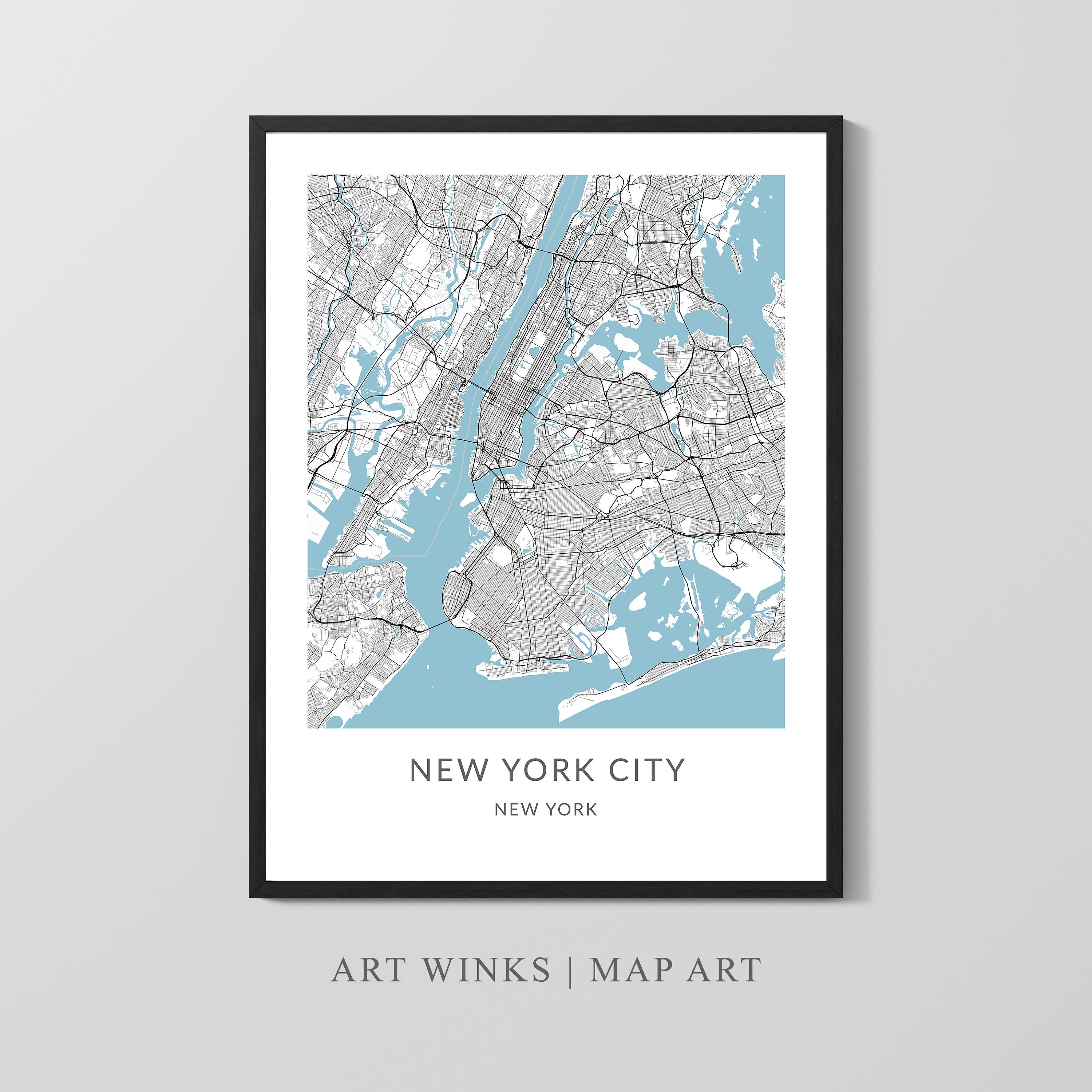 New York City Map Print, Map Poster, Printable Map, City Map Print, Map ...