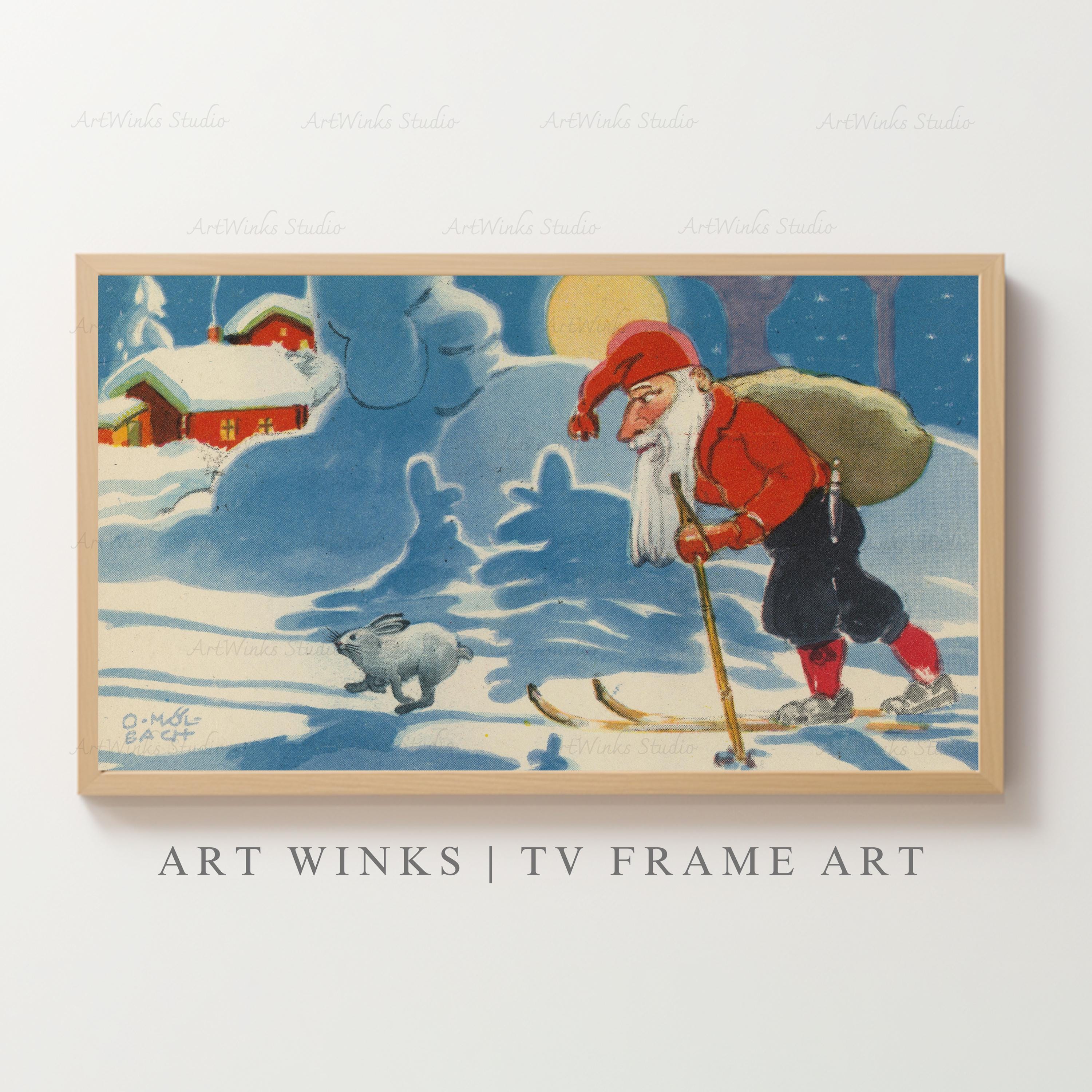 Nordic Christmas Art Frame TV, Olaf Christoffer Mølbach Skiing