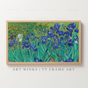 Frame TV Art, Van Gogh Irises painting, Vibrant flower garden art, 1889 Fine Art print, Blue iris wall decor, Impressionist digital download