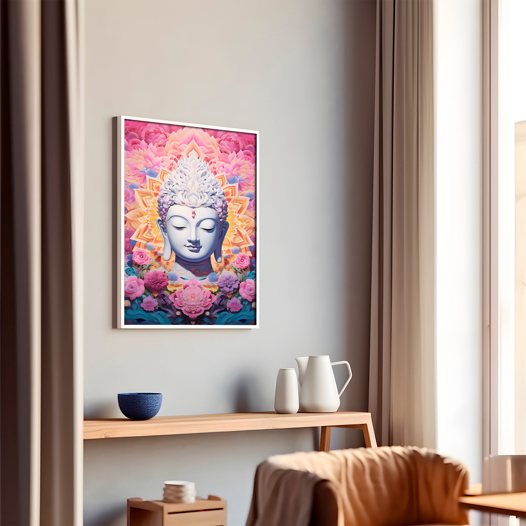 Buddha Wall Art, Buddha Print, Wall Decor Over the Bed, Watercolor ...