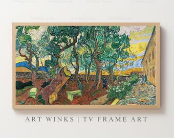 Frame TV Art, Vincent van Gogh Garden of Saint Paul Hospital oil painting, Vintage botanical wall art, Post-impressionist French decor