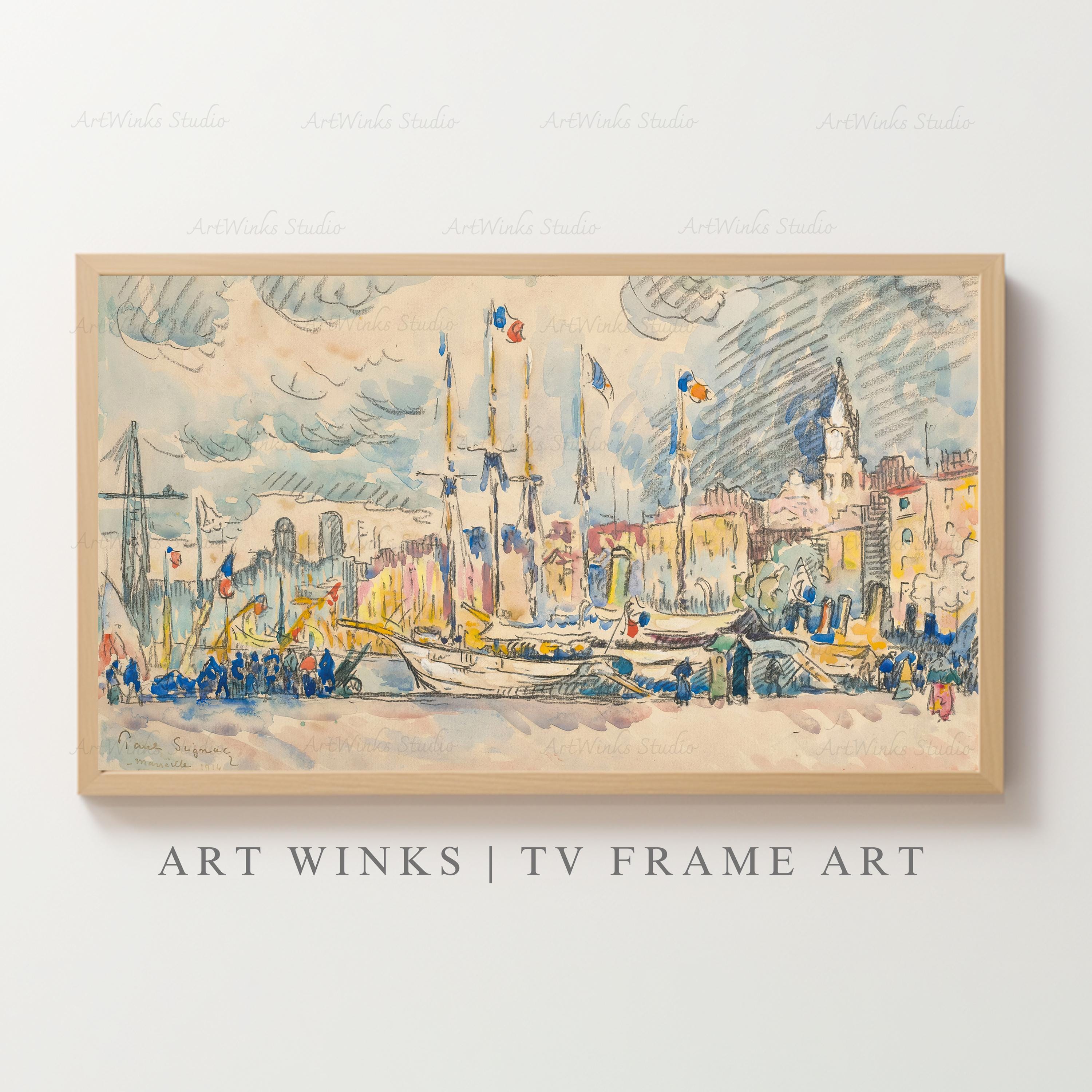 Frame TV Art, Marseille Harbor Art, Paul Signac 1914 Painting
