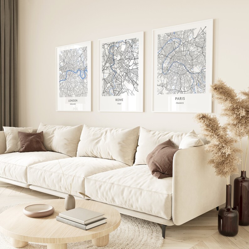 London, Paris, Rome Map Set - Printable Wall Art & City Posters, 3 ...