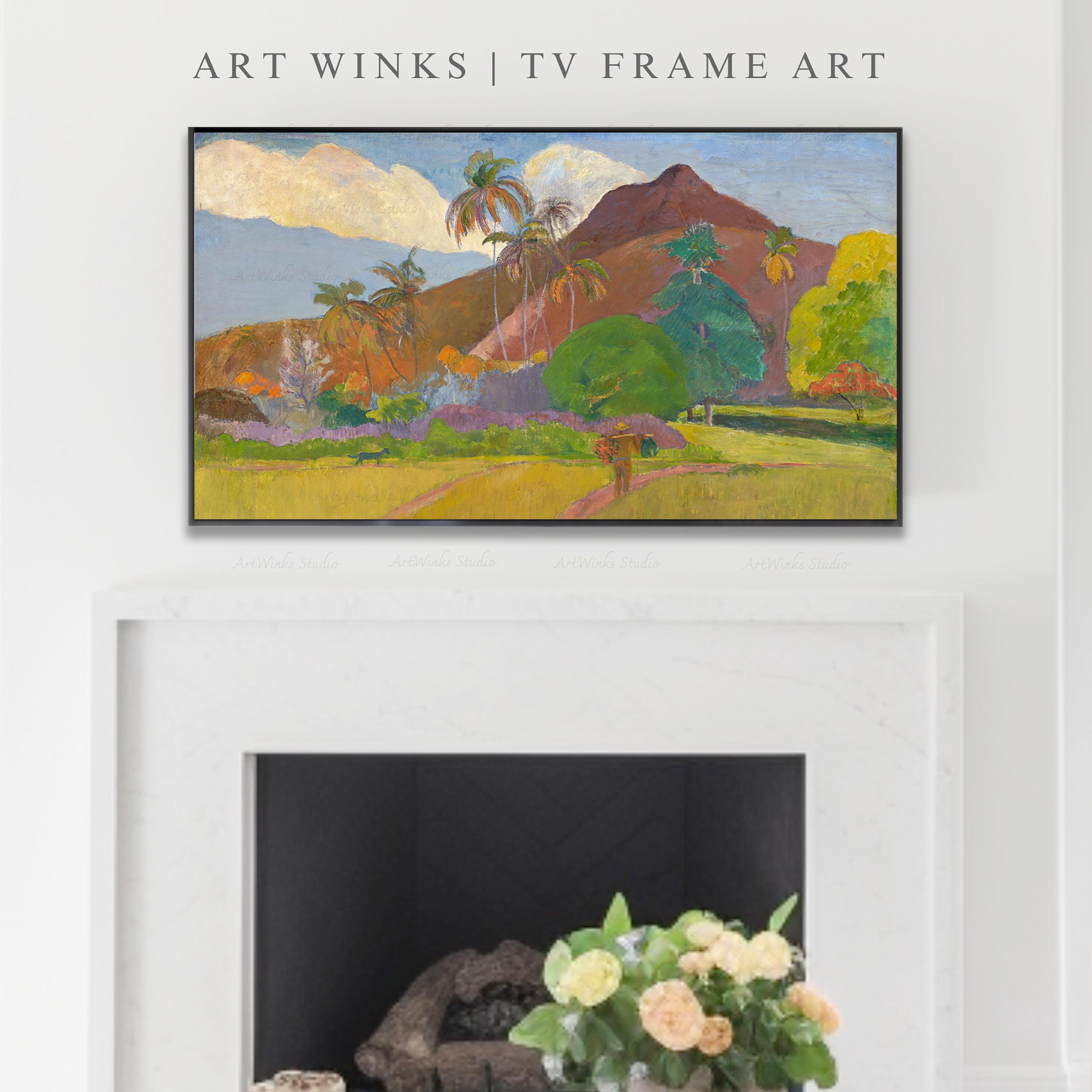 フレーム付きテレビアート、タヒチの風景画、ポール・ゴーギャン1891年