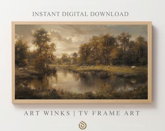 Frame TV Art, Moody Wall Art, Vintage Landscape print, Landscape Painting, Country landscape print, vintage landscape digital download
