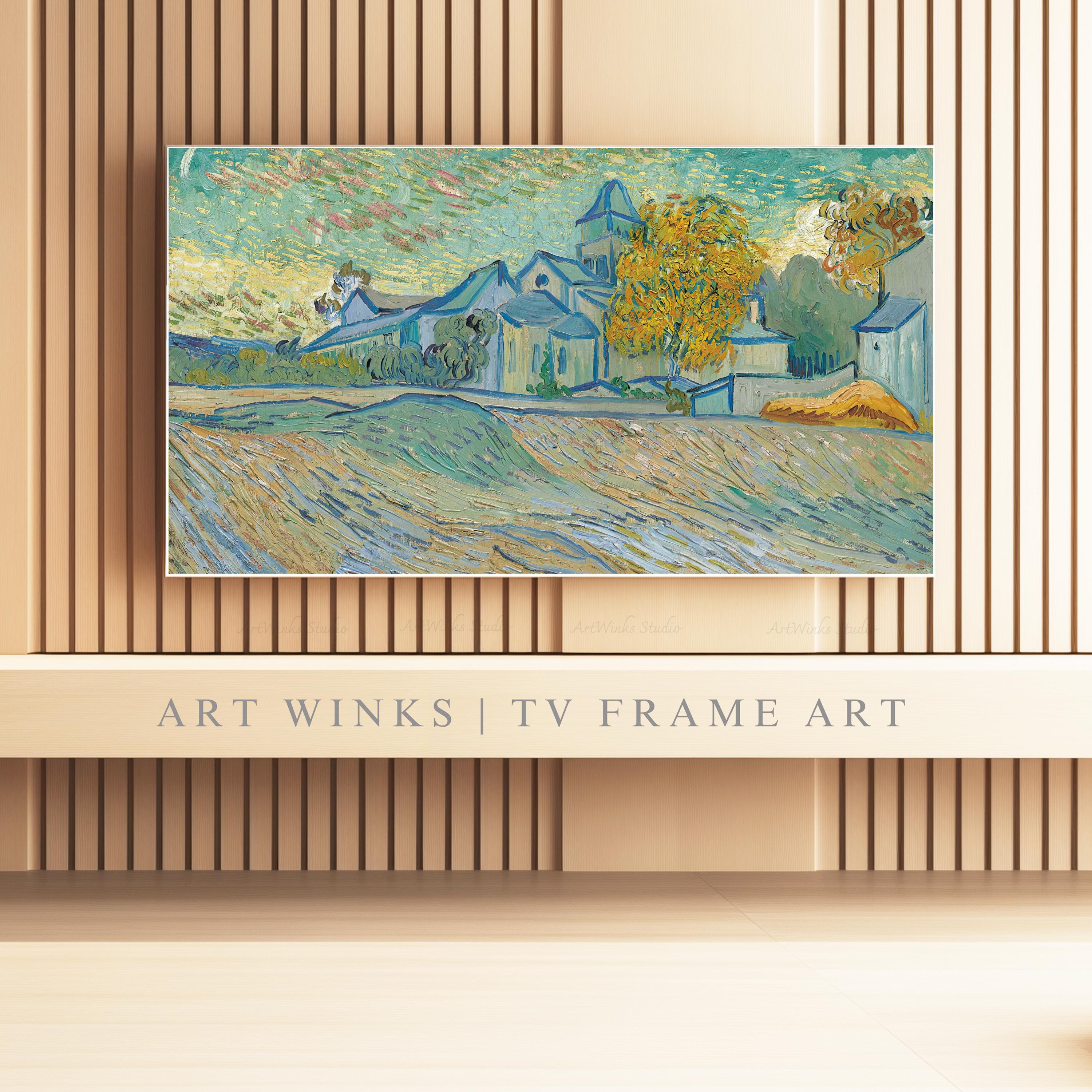 ゴッホ『サンポール病院の背後の山の風景』キャンバス加工フレーム付き サンポール病院の後ろに死神がいる麦畑 - フィンセント・ファン