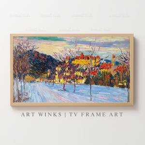 Frame TV Art, Colorful Füssen landscape painting, Digital download winter art, Impressionist snowy scenery, Alexej von Jawlensky Wall decor