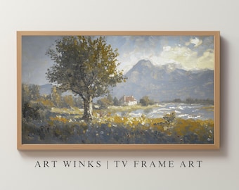 Frame TV Art Digital Download, Rustic Landscape Painting for Home Decor, Vintage Wall Art for Samsung Frame TV, Moody Landscape Print