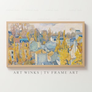 Ram-TV-konst, postimpressionistiska takåsar i Paris, Emile Bernard 1890, väggkonst Vue des Toits, abstrakt höstlandskapskonst för nedladdning