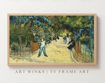 Frame TV Art, Vincent van Gogh Entrance to the Public Gardens in Arles painting, Vintage French Nature Art, Post-impressionist landscape