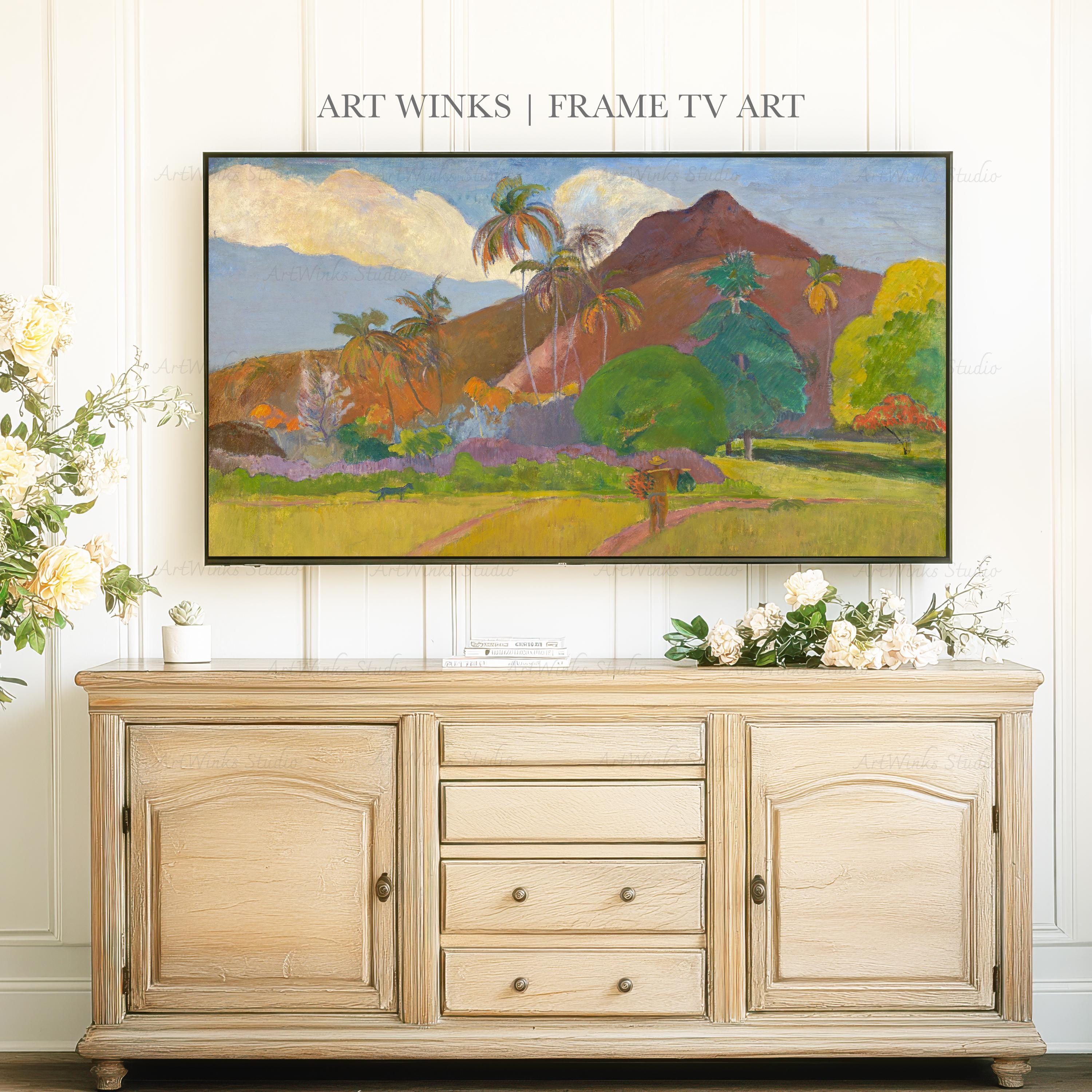 フレーム付きテレビアート、タヒチの風景画、ポール・ゴーギャン1891年