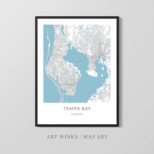 Tampa kaart afdrukken, kaart poster, afdrukbare kaart, stadskaart afdrukken, kaart kunst aan de muur, kaart cadeau, Florida kaart, kaart Home decor, stratenplan kunst aan de muur cadeau