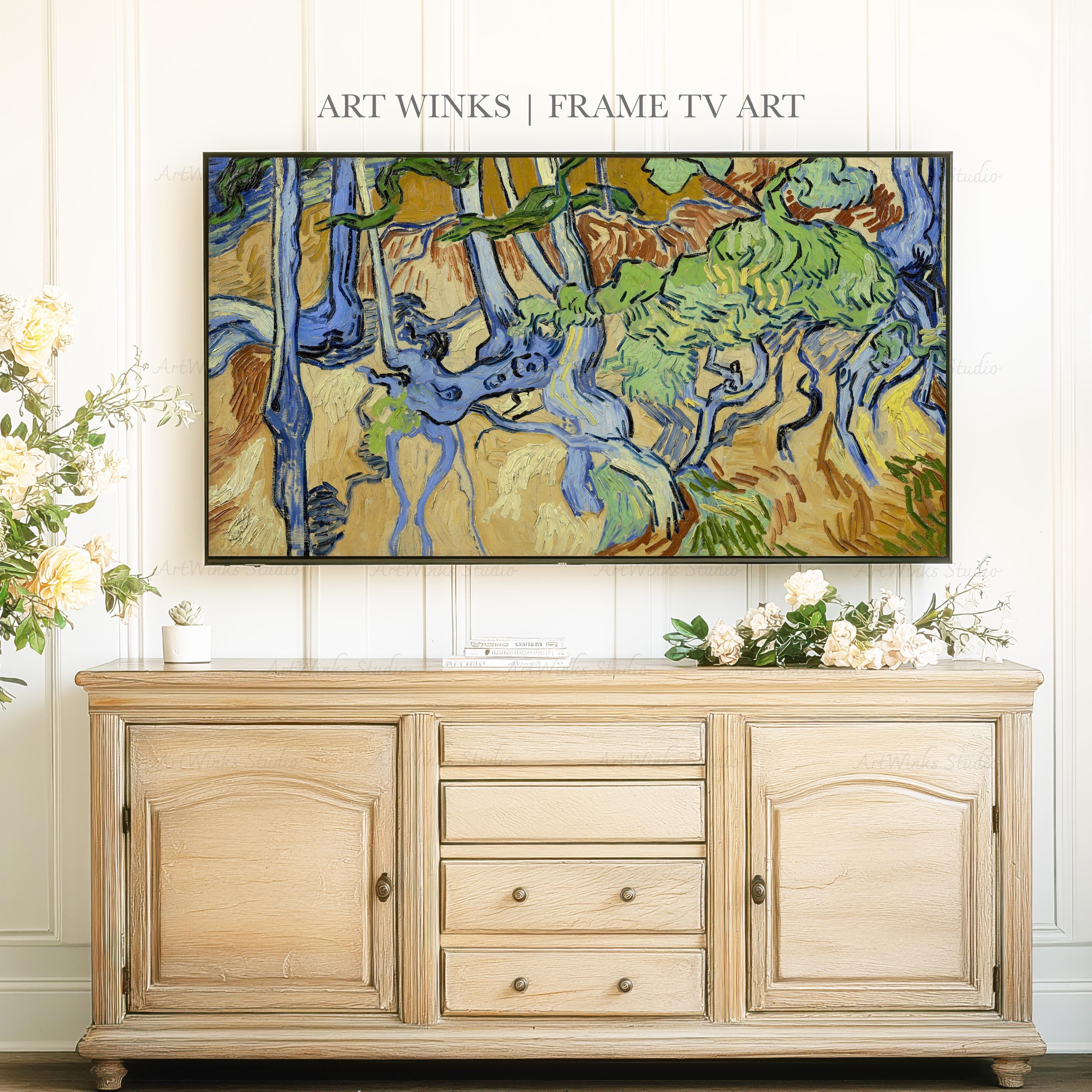 Frame TV Art, Vincent Van Gogh Tree Roots Oil Painting, Vintage
