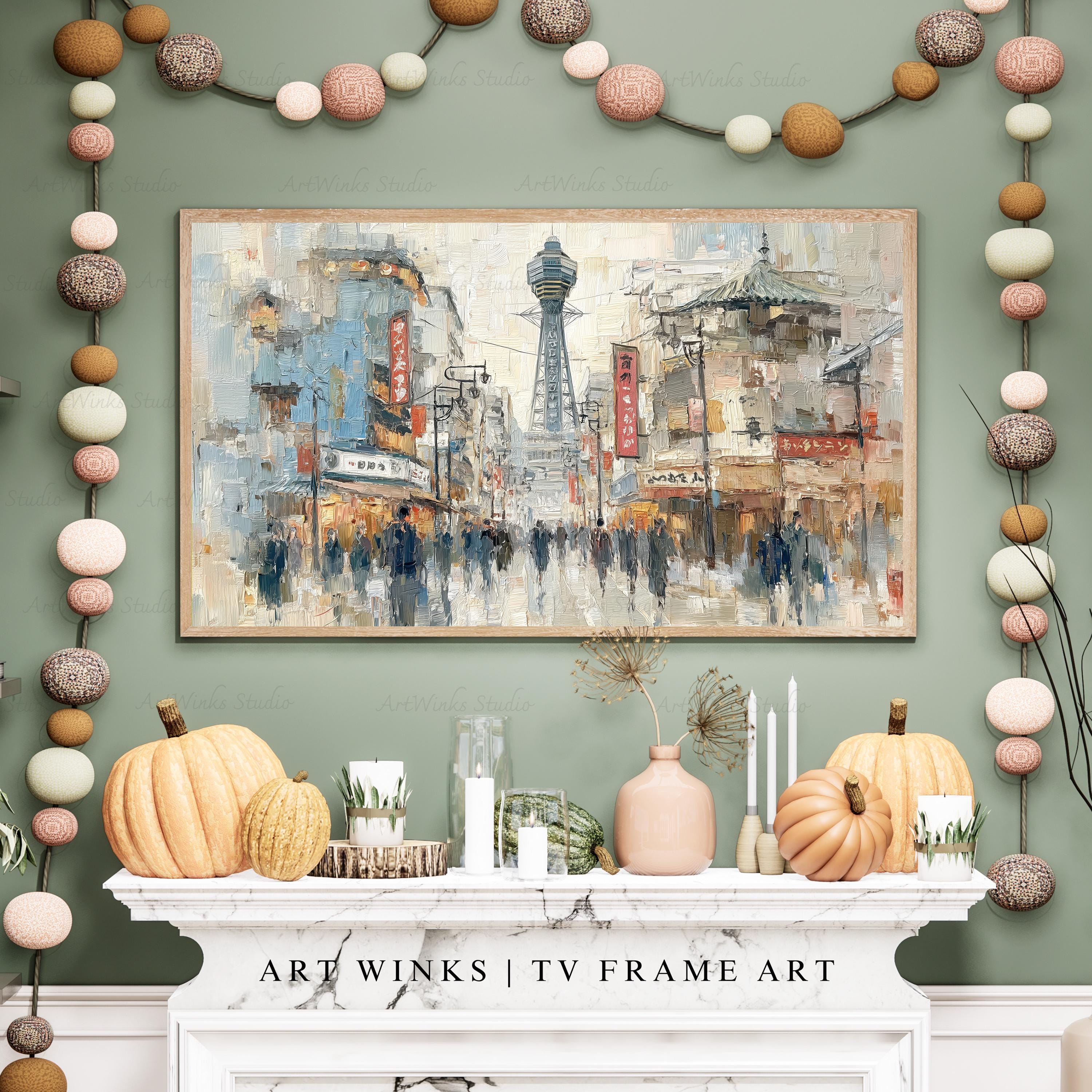 Frame TV Art, Dotonbori Osaka Print, Japanese Neon Cityscape Wall