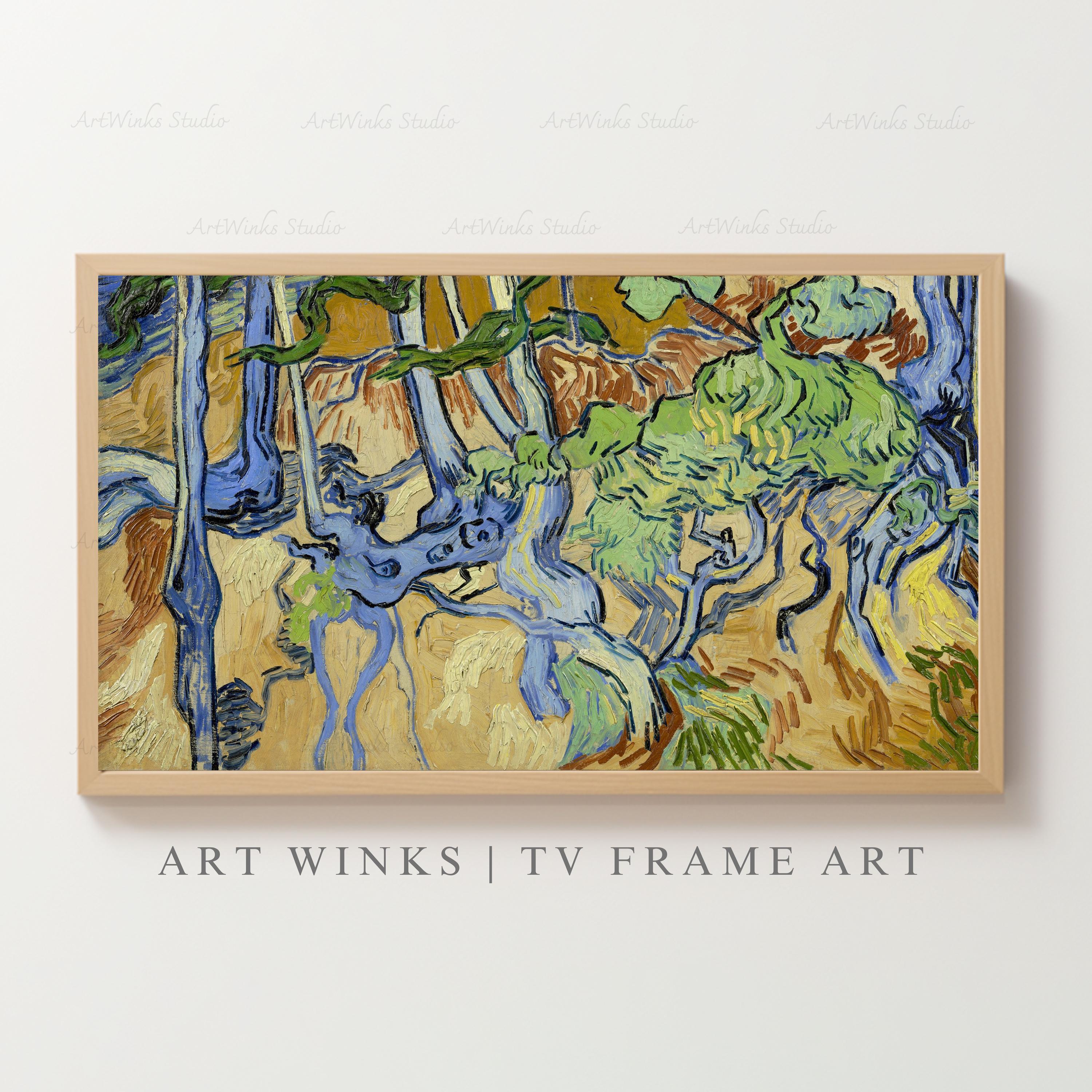 Frame TV Art, Vincent Van Gogh Tree Roots Oil Painting, Vintage