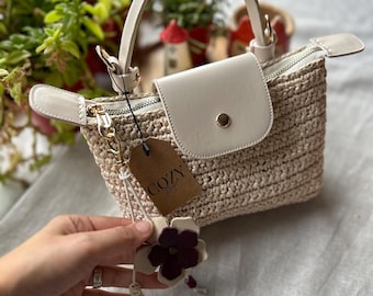 ポポロン ✨希少✨ EMPORIO ARMANI ラフィア　ストローバッグ ラフィアロンシャンスタイルミニバッグ、クロシェクロスボディバッグ