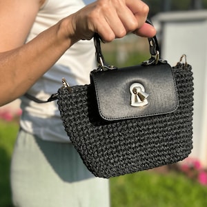 Raffia Bag, Crochet Bag, Handmade Summer Bag, Straw Bag, Shoulder Bag, Crossbody Phone Bag, Gift for Her, Wedding Bag, Hand Bag, Women Bag,