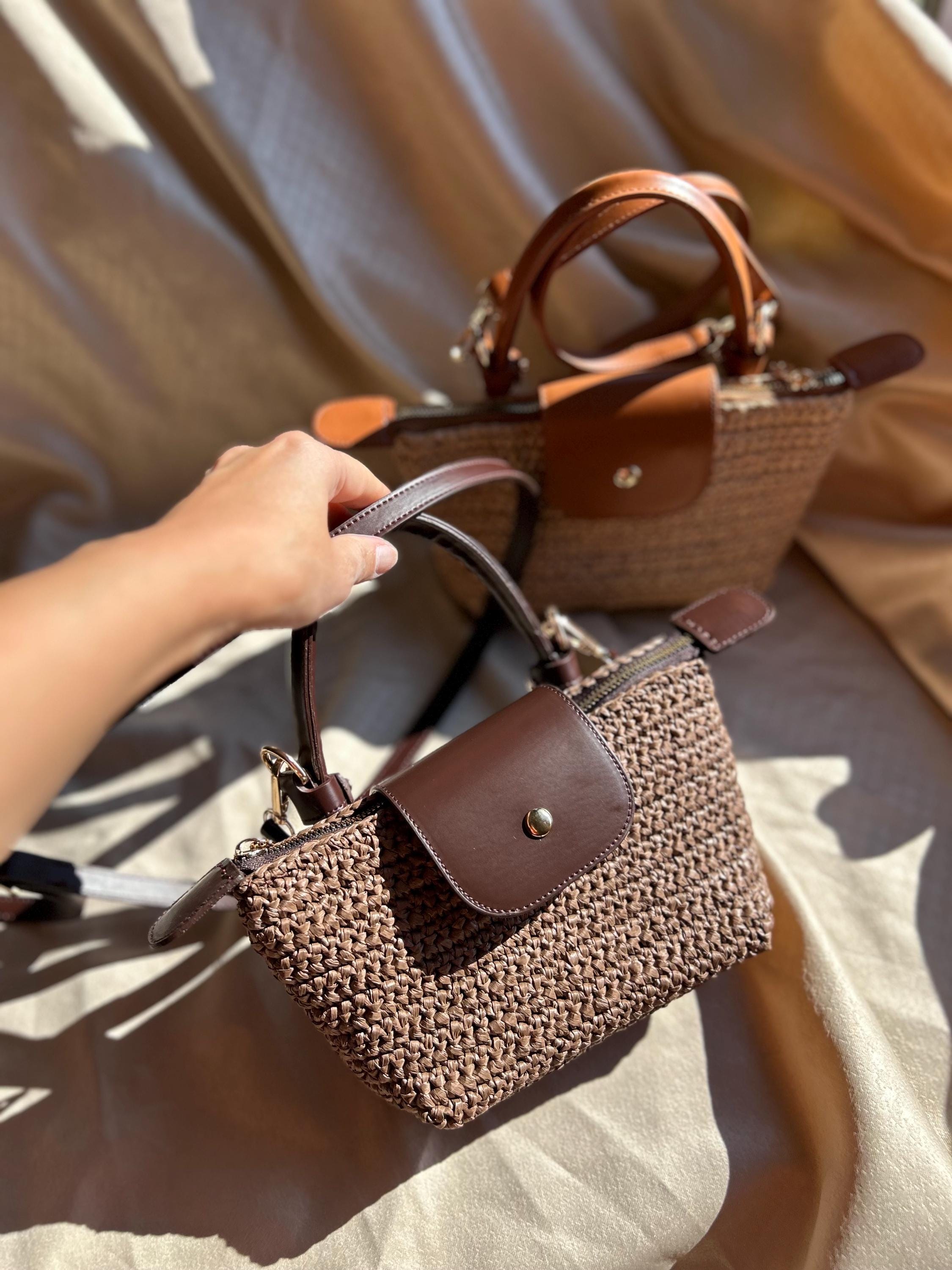 【関税・送料込み】LONGCHAMP NATURAL RAFFIA LE PLIAGE XS TOTE Raffia Longchamp Mini Bag, Crochet Bag, Straw Bag, Crossbody