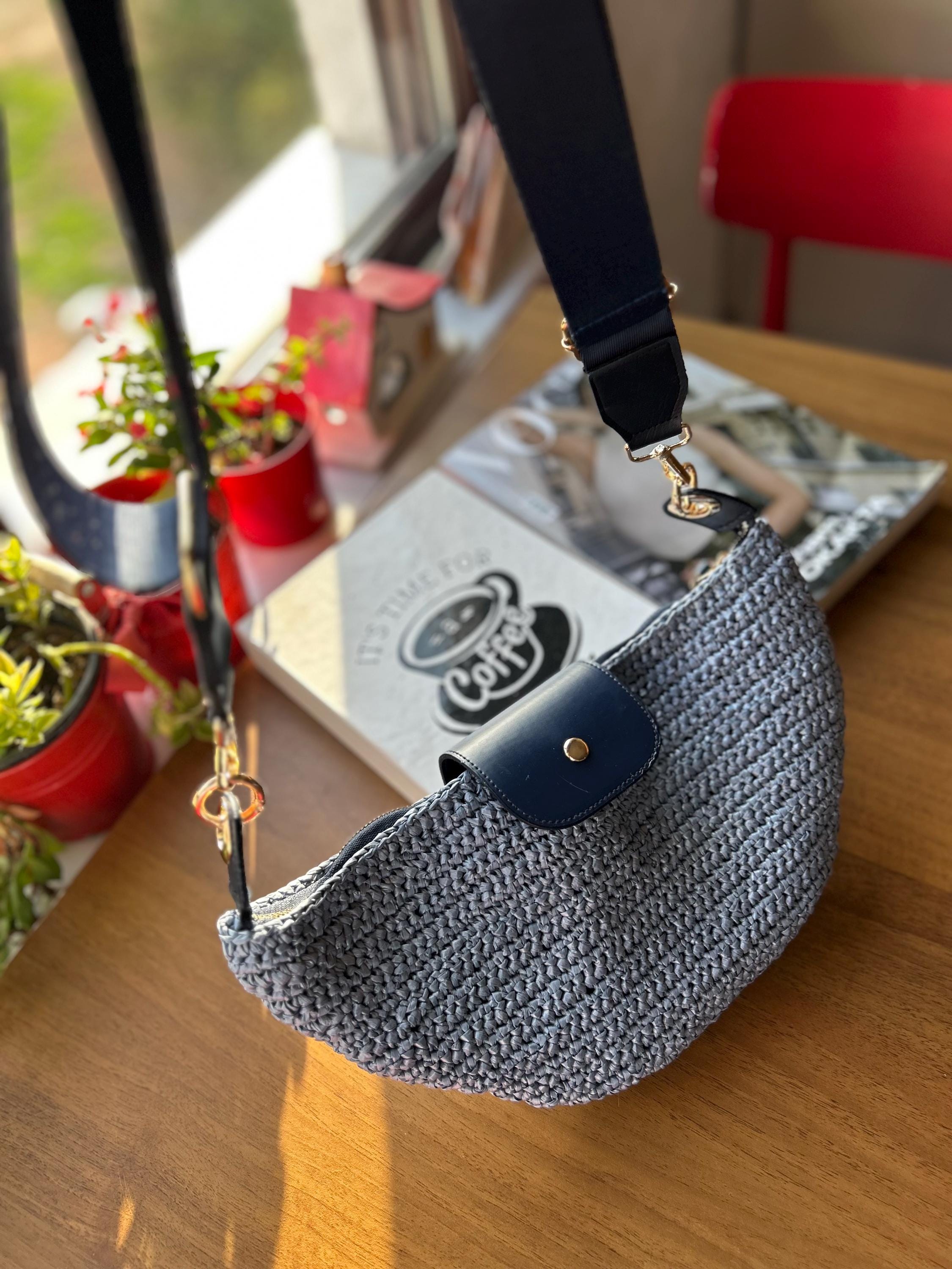 ポポロン ✨希少✨ EMPORIO ARMANI ラフィア　ストローバッグ ラフィア ロンシャン スタイル フリーベルトバッグ、クロシェ編み