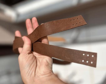 Handmade Crazy Leather Bag Strap: Tan Brown, 54cm x 2.5cm