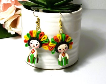 Beautiful Lele Doll Earrings/Hand-Made/Cold Porcelain