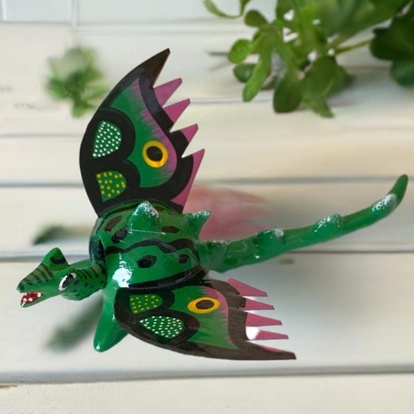 Prachtige draak Alebrije met bobbelhoofd/handgemaakt/Mexicaanse volkskunst