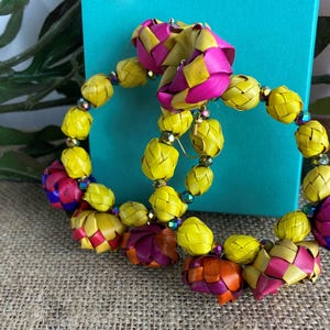 Beautiful Oversized Mexican Artisanal Palm Leaf Earrings/Statemen Earrings/ Hand Made