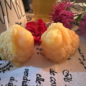 Beeswax Rose Ewe Lamb Sheep Candle- Single Cotton Wick