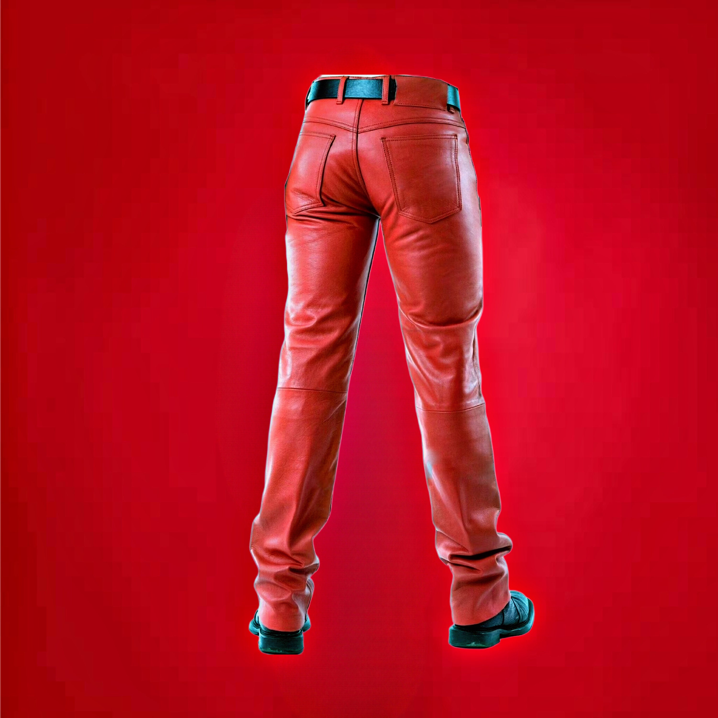 Pure leather men's new style pant genuine buffalo skin motorbike style  trousers