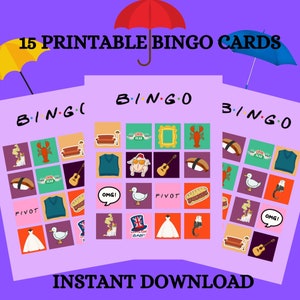 Freunde - Bingo - 15 Freunde Bingokarten - lustiges Gesellschaftspiel - Digital Download - Printable - 4X4 Bingokarten