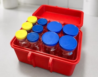 3mL and 10mL Vial Storage Box, Rugged Travel Case Organizer