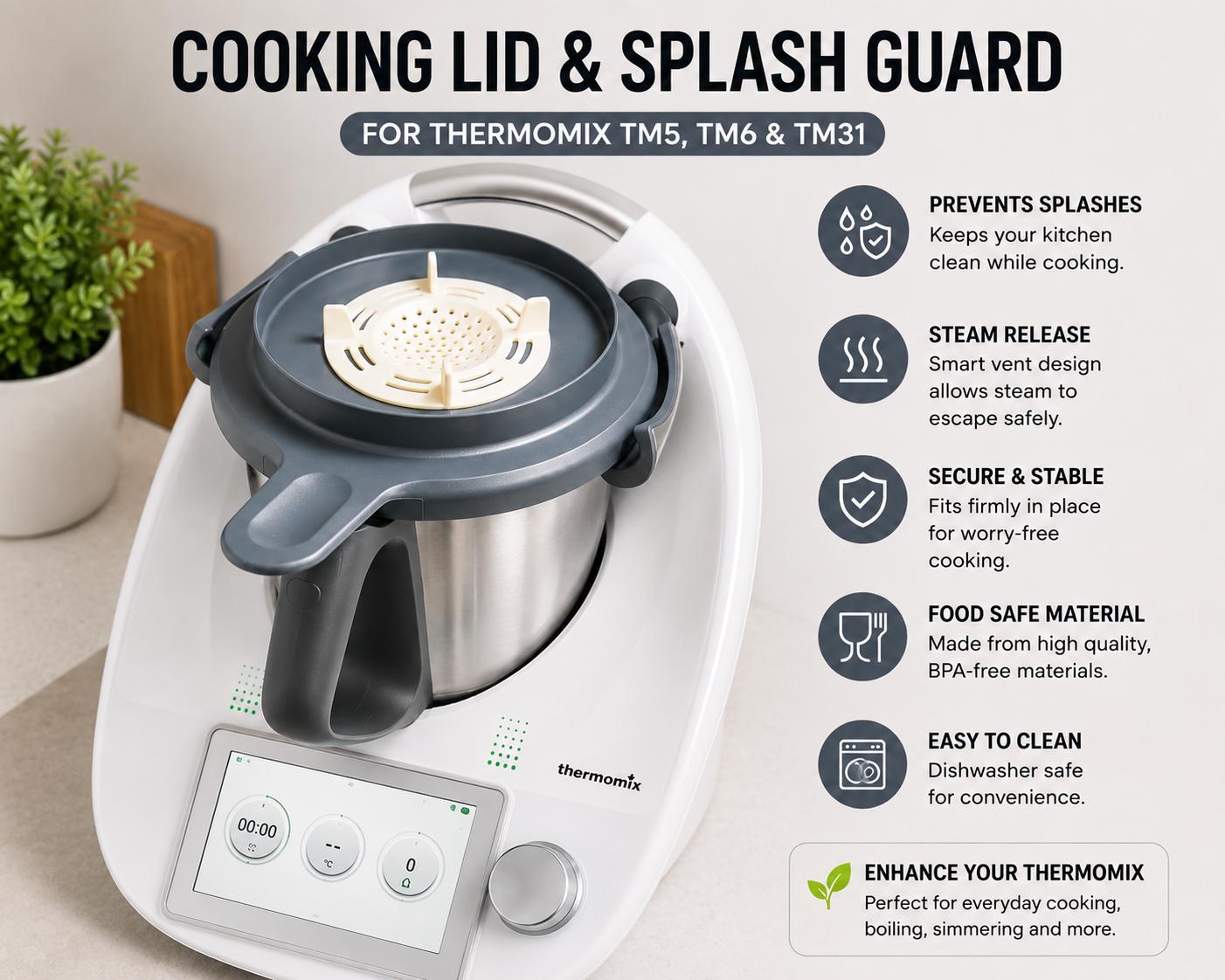 Splash Guard for Thermomix TM5 / TM6 β Mixing Bowl Lid Accessory