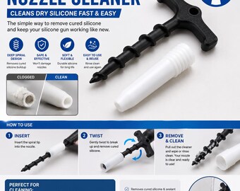 Silicone Nozzle Cleaner Tool, Sealant Tip Unblocker for Caulk Tubes