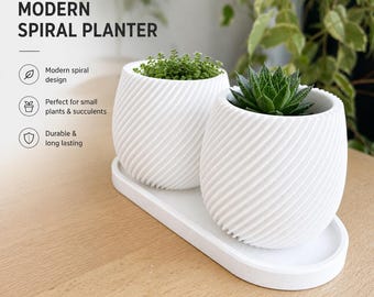 Modern Spiral Plant Pot, Minimal Indoor Planter with Solid Base