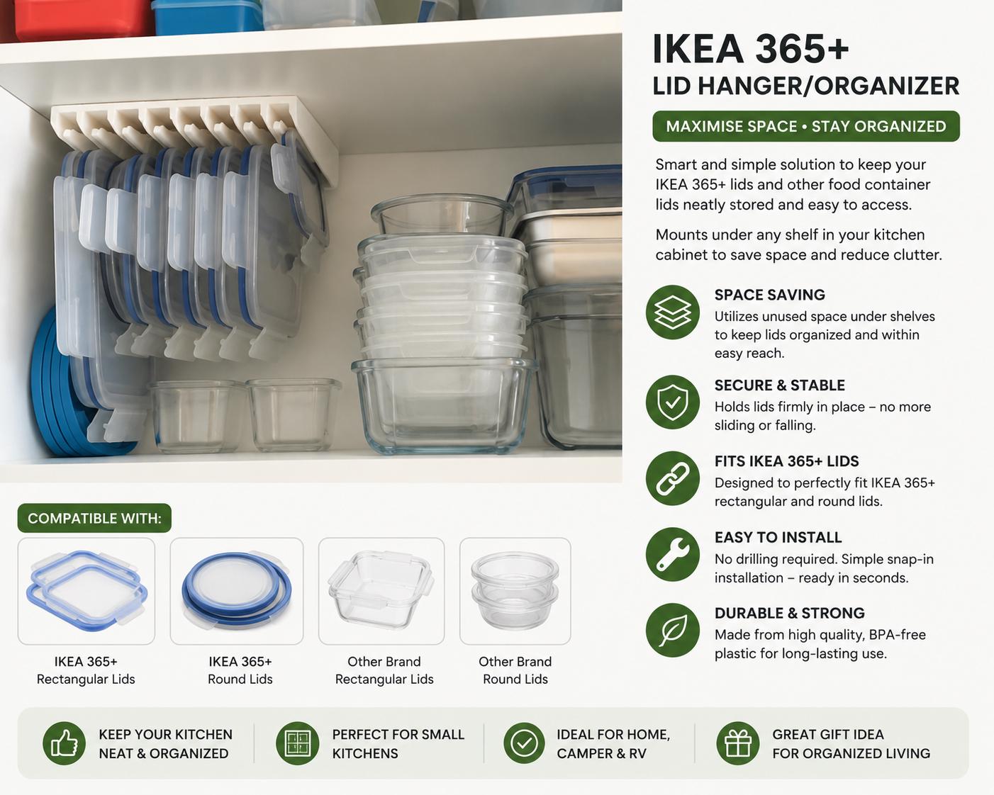 Plastic Lid Organizer β Wall Mount Food Container Lid Holder