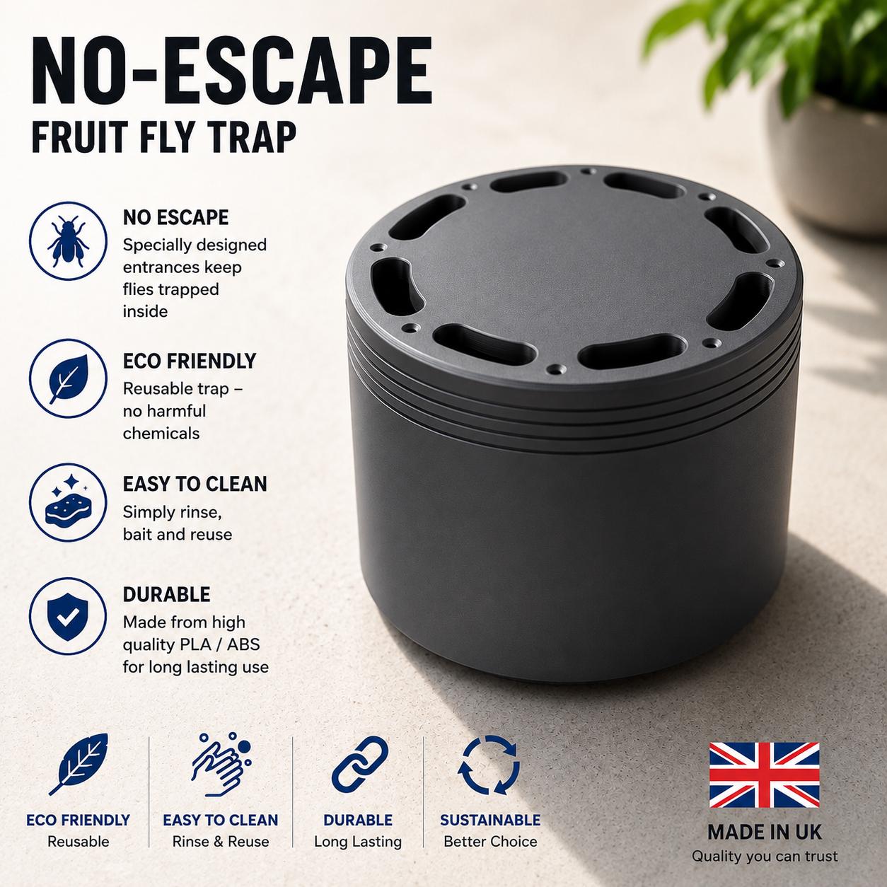 Escape-Proof Fruit Fly Trap