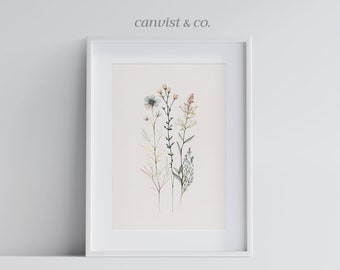 Watercolor Botanical Print, Wildflowers Floral Printable Art, Gallery Wall art, Wild Flowers Art Floral Farmhouse Art, Modern Home Decor Art