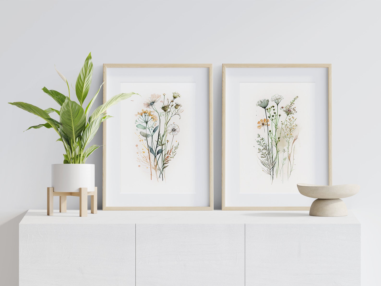 Watercolor Botanical Print Set of 2, Floral Printable Art, Gallery Wall ...